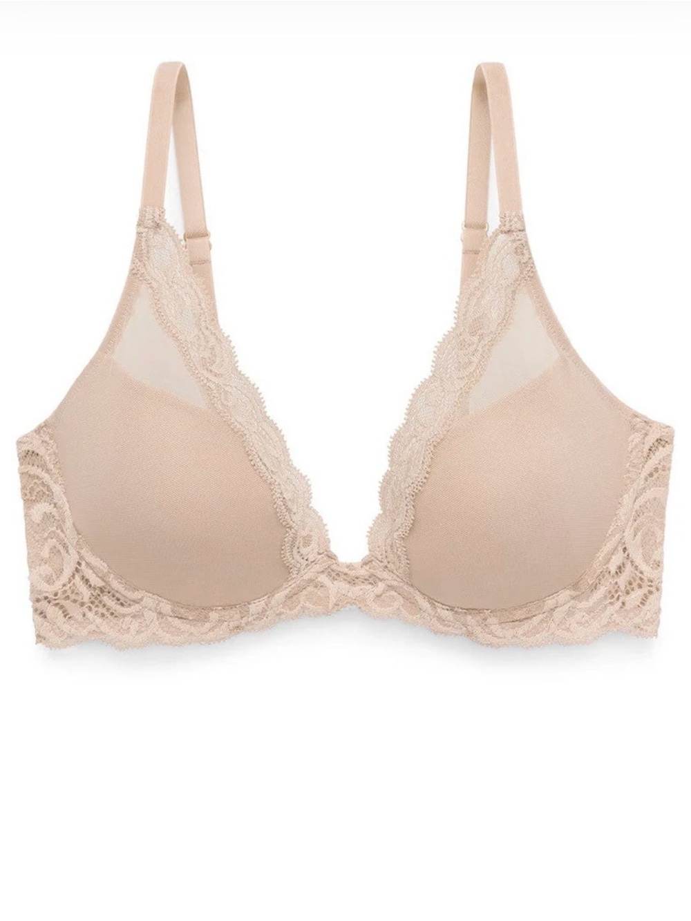 Nude Lace Plunge T-Shirt Bra - natori feathers bra 32c